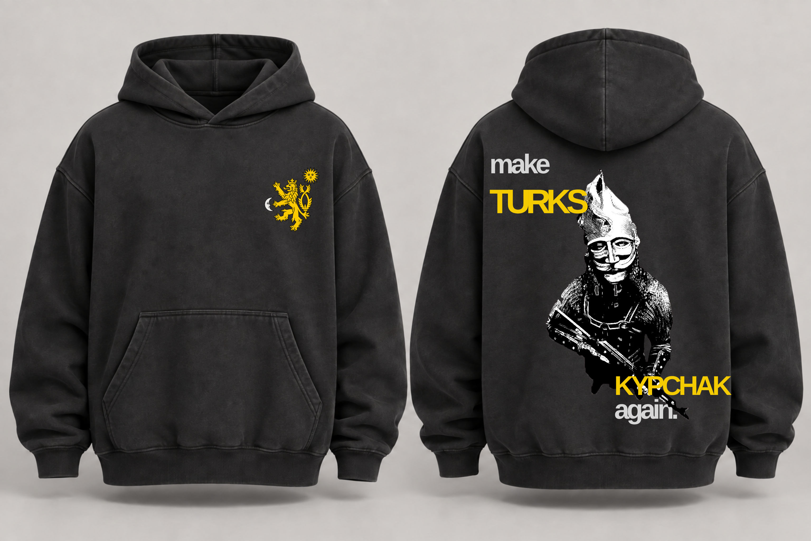 KYPCHAK antrasit sweatshirt ön ve arka tasarımı